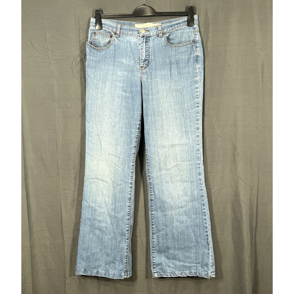 VENEZIA Women's BLUE Stretch Denim HIGH-RISE Flare Leg 5-POCKET Jeans Sz 14/TALL